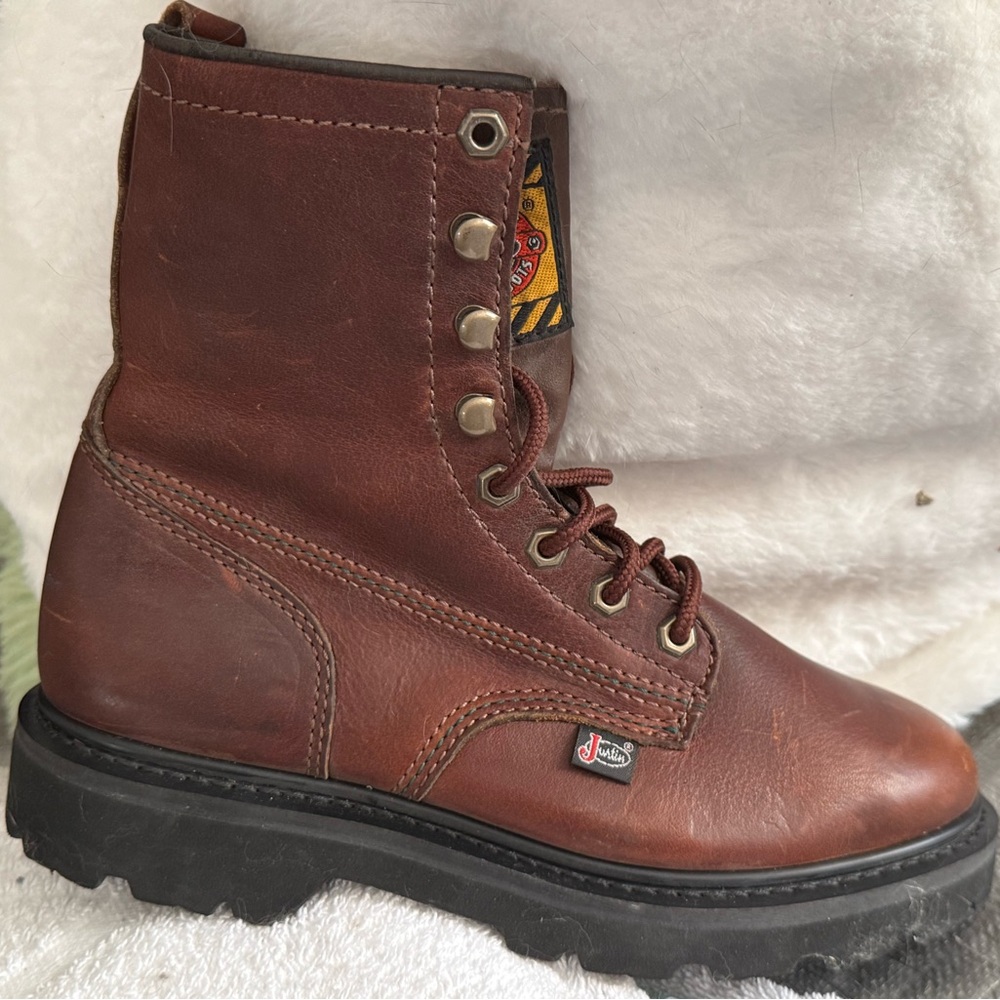 Justin Boots Brown Leather Work Boots